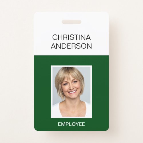 Green Employee  _ Name Photo Corporate Work Badge