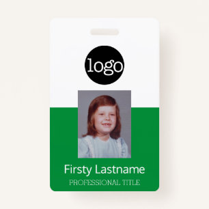 Green Employee - Photo, Bar Code, Logo, Name ID Badge