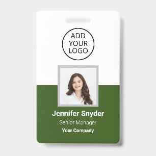 Green, Employee Photo ID w/ QR Code, Company Badge