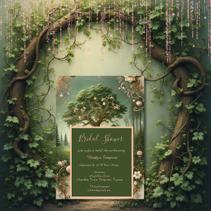 green Enchanted Forest medieval Bridal Shower Invitation