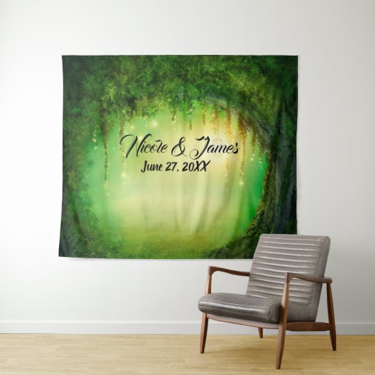 Green Enchanted Forest Trees Woods Party Backdrop | Zazzle.com