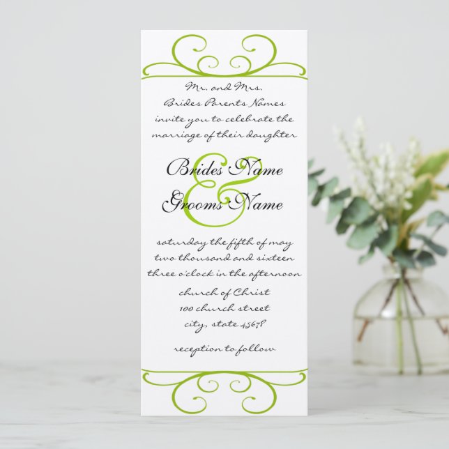 Green Enchantment Antique Frame Wedding Invitation (Standing Front)