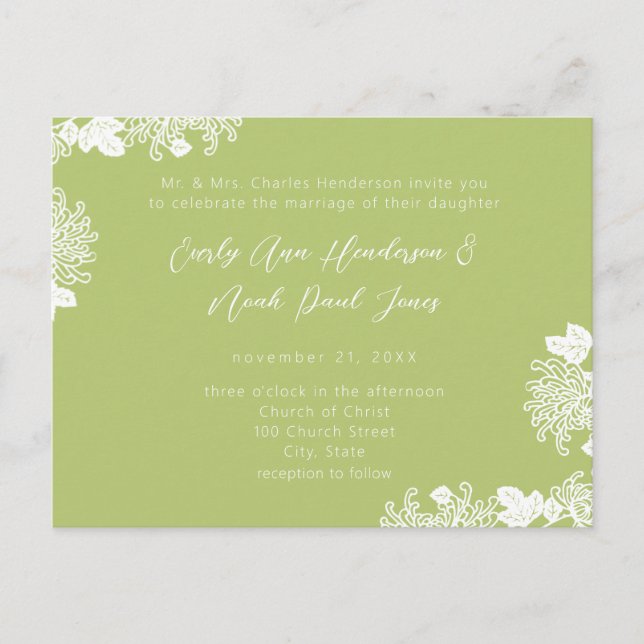 Green Enchantment  Wedding Invitation  (Front)