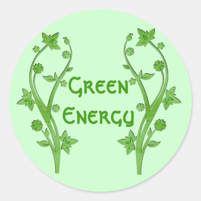 Green Energy Classic Round Sticker (Front)