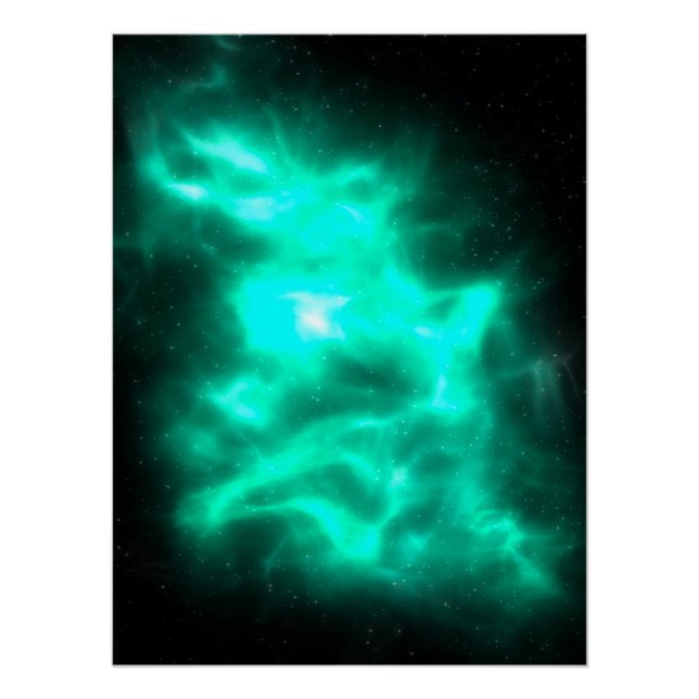 Green Energy Galaxy Art Glossy Poster (Front)
