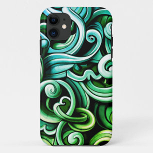 Green Energy Swirls  iPhone 11 Case