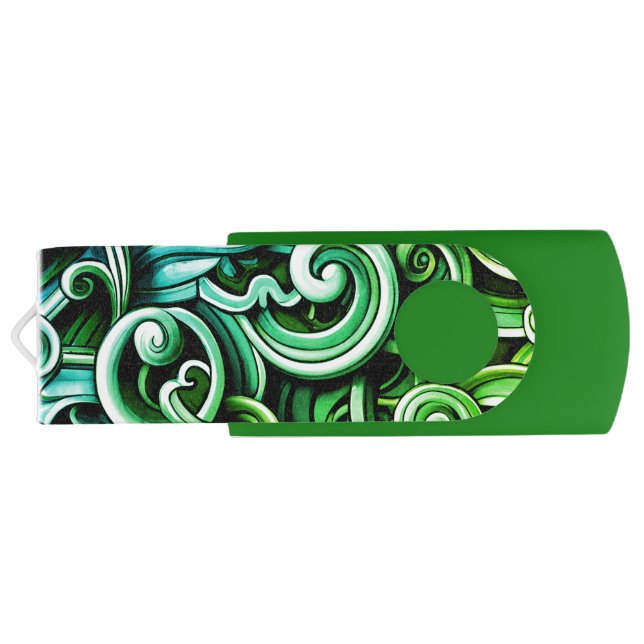 Green Energy Swirls  Flash Drive (Back)