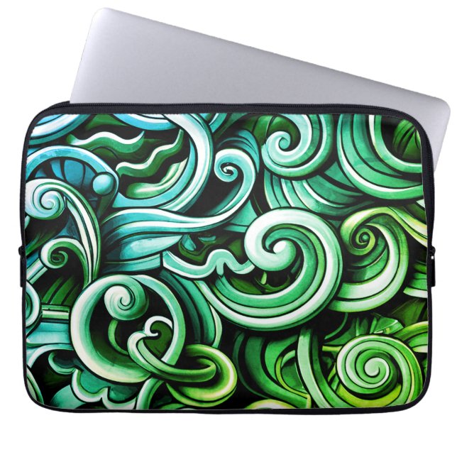 Green Energy Swirls  Laptop Sleeve (Front)