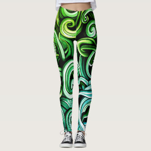 Green Energy Swirls Leggings