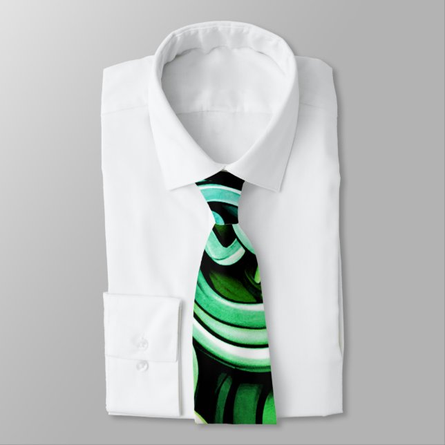 Green Energy Swirls  Neck Tie (Tied)
