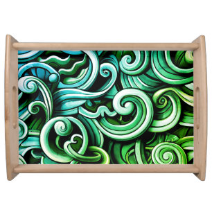 Green Energy Swirls Serving Tray