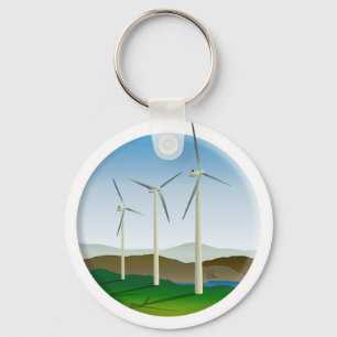Green Energy Wind Turbine Keychain
