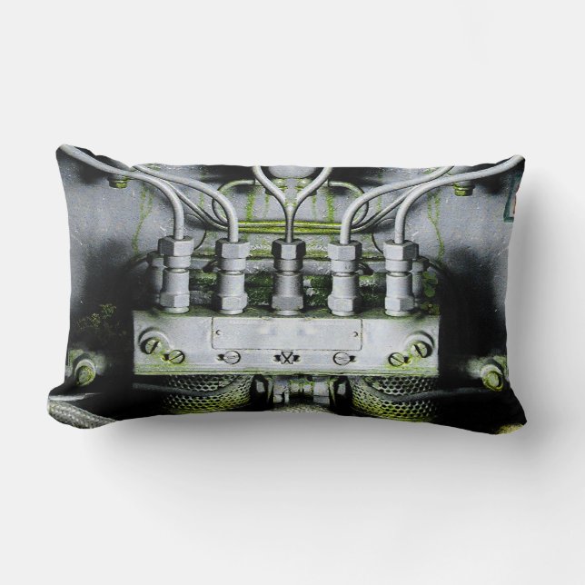 Green Engine by Alexandra Cook Lumbar Pillow (Front)