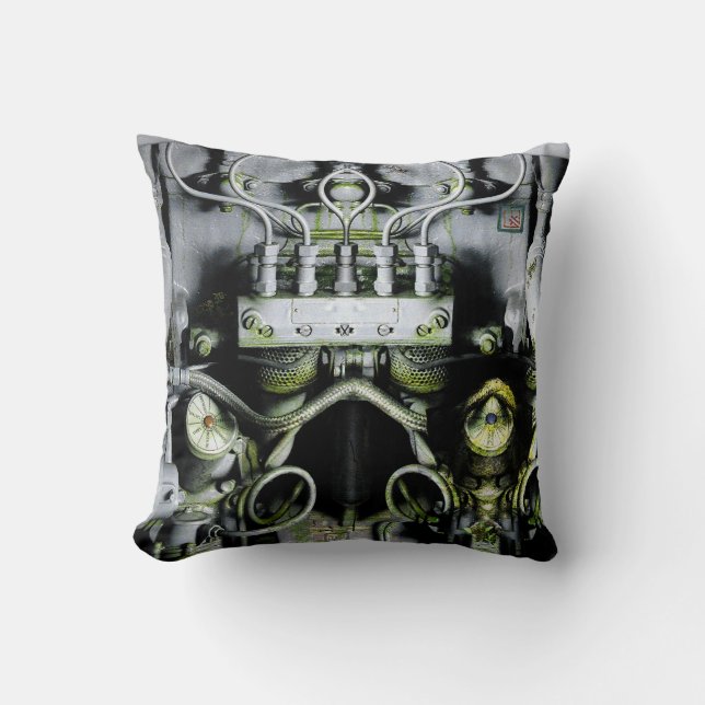 Green Engine by Alexandra Cook Throw Pillow (Front)