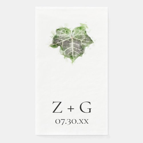 Green English Ivy Leaf Watercolor Wedding Paper Guest Towels