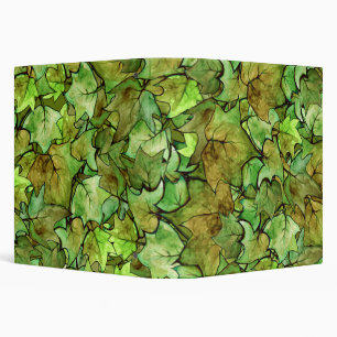 Green English Ivy Nature Watercolor Pattern 3 Ring Binder