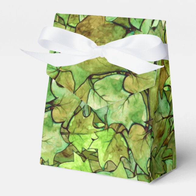 Green English Ivy Nature Watercolor Pattern Favor Boxes (Front Side)