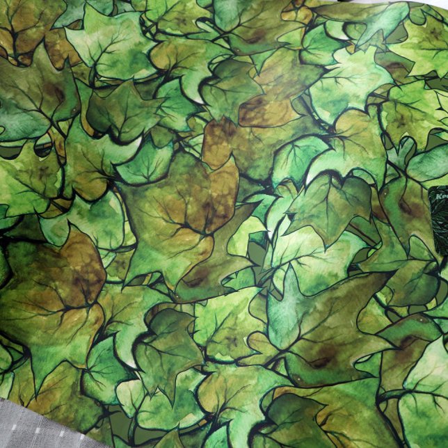 Green English Ivy Nature Watercolor Pattern Wrapping Paper Sheets (Creator Uploaded)