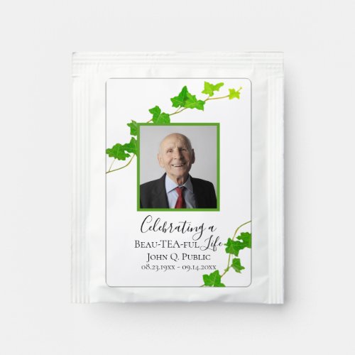 Green English Ivy Vine Funeral Memorial Favor Tea Bag Drink Mix