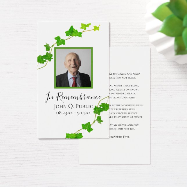 Green English Ivy Vine Funeral Memorial Prayer (Desk)