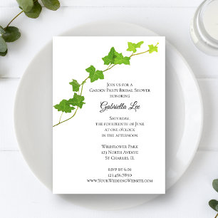 Green English Ivy Vine Garden Party Bridal Shower Invitation