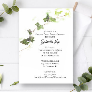 Green English Ivy Vine Garden Party Bridal Shower Invitation