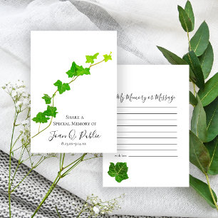 Green English Ivy Vine Share Memory Funeral Note Card