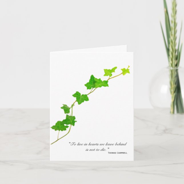 Green English Ivy Vine Sympathy Thank You  Card (Front)