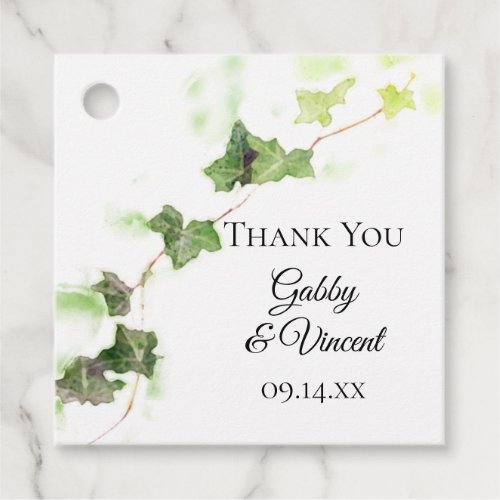 Green English Ivy Vine Watercolor Wedding  Favor Tags