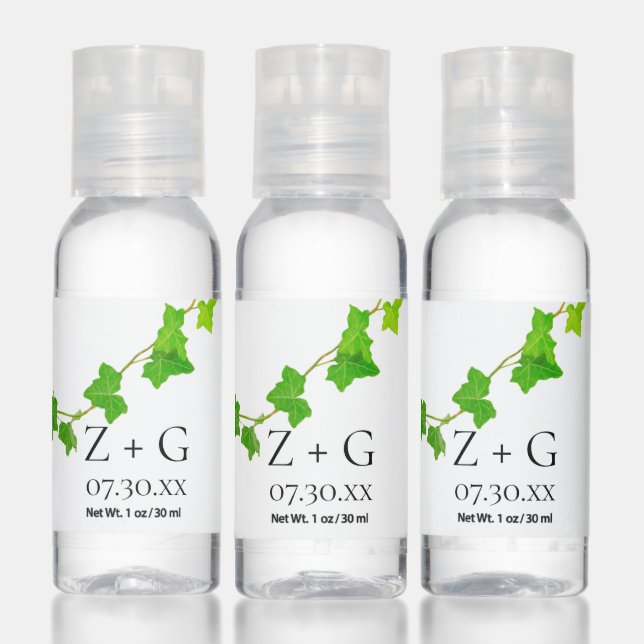 Green English Ivy Vine Wedding Favor Hand Sanitizer (Set)