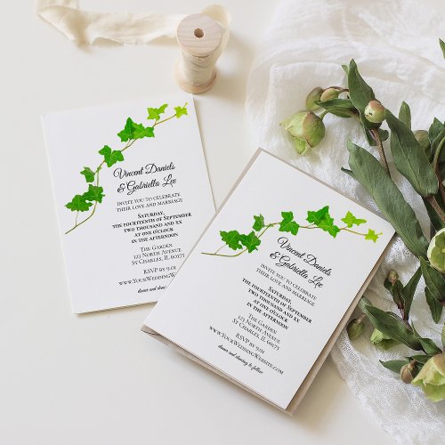 Green English Ivy Vine Wedding Invitation