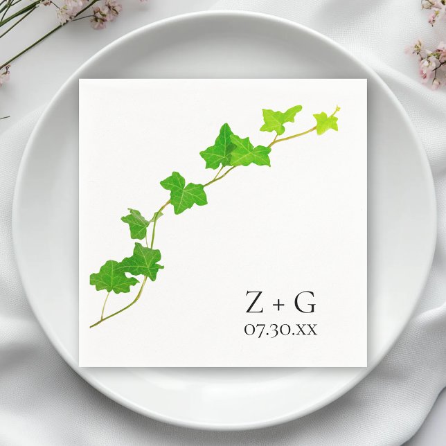 Green English Ivy Vine Wedding  Napkins (Creator Uploaded)
