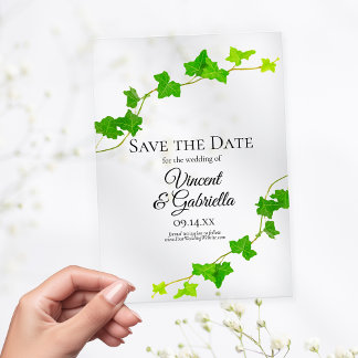 Green English Ivy Vine Wedding Save the Date