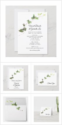 Green English Ivy Watercolor Wedding