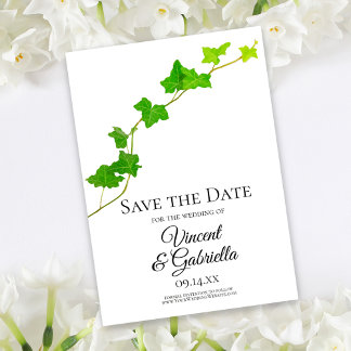 Green English Ivy Wedding Save the Date