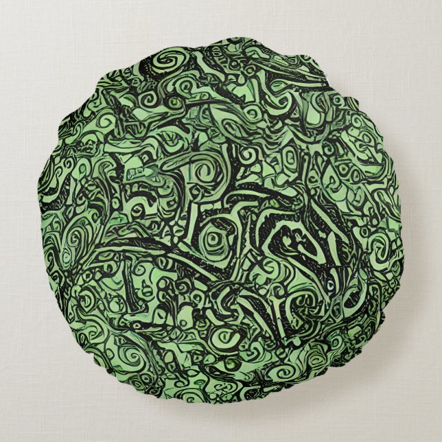 Green Enigma Round Pillow (Back)