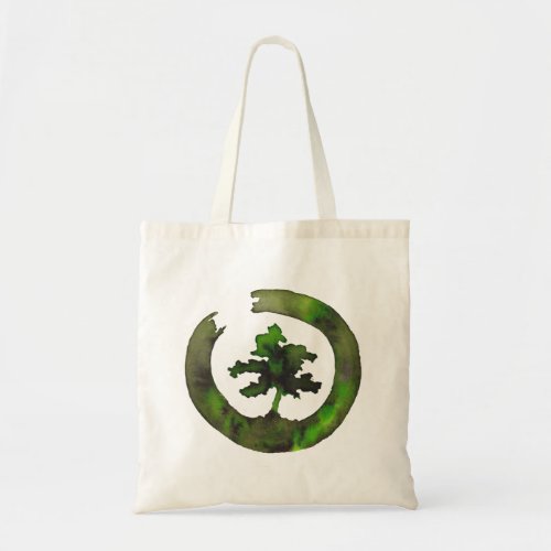 Green Enso Bonsai Circle Tote Bag