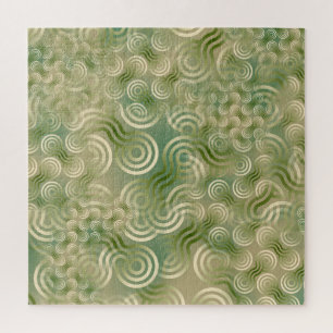 Green Entanglement Geometric Texture Jigsaw Puzzle