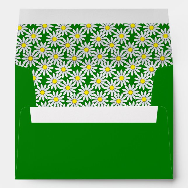 Green Envelope, White Daisy Lined Envelope (Back (Bottom))
