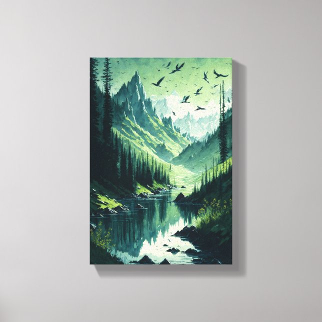 Green environment art canvas paint print (Front)