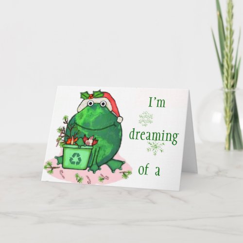 Green Environment Christmas Santa Frog Card