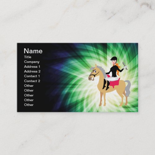 Green Equestrian Girl Business Card Templates