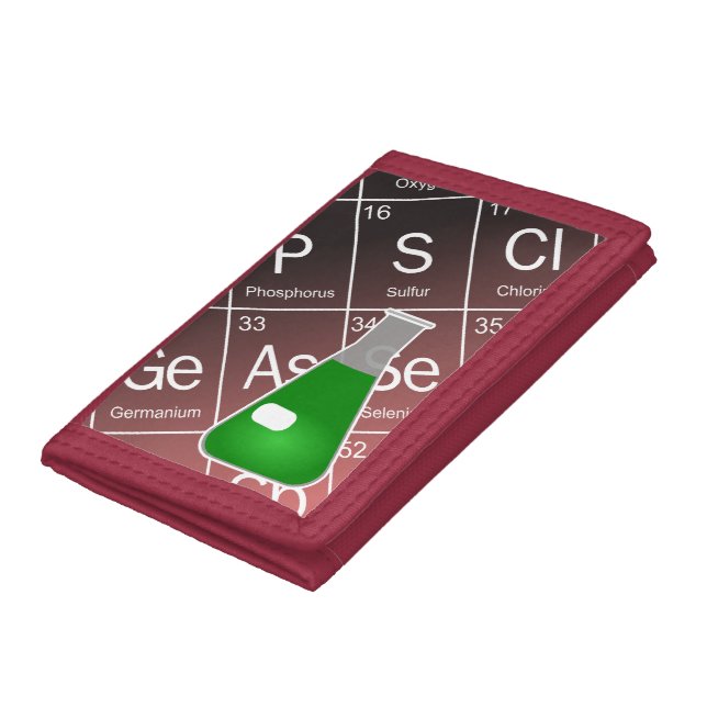 Green Erlenmeyer (Conical) Flask Chemistry Tri-fold Wallet (Bottom)