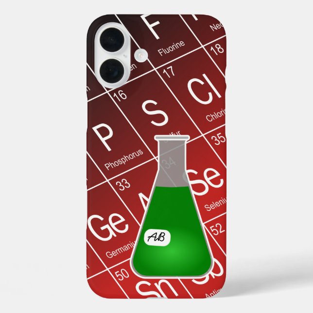 Green Erlenmeyer Flask (with Initials) Chemistry Case-Mate iPhone Case (Back)