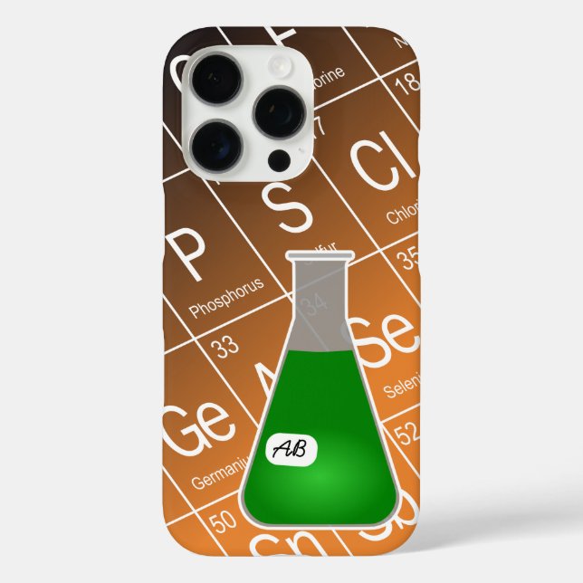 Green Erlenmeyer Flask (with Initials) Chemistry Case-Mate iPhone Case (Back)