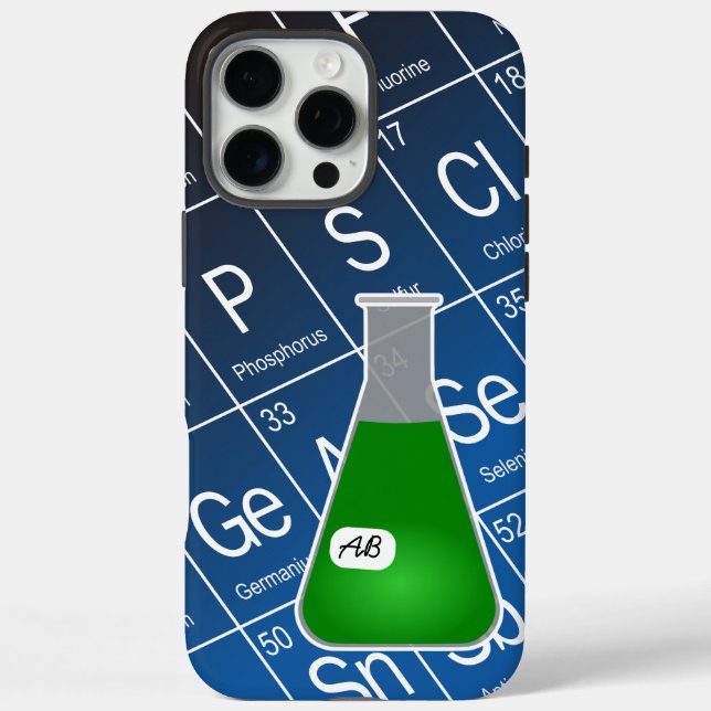 Green Erlenmeyer Flask (with Initials) Chemistry Case-Mate iPhone Case (Back)