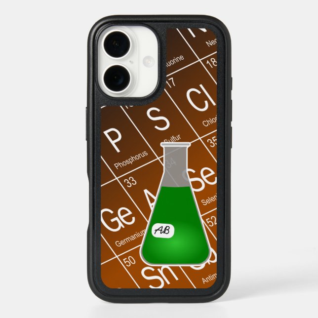 Green Erlenmeyer Flask (with Initials) Chemistry Otterbox iPhone Case (Back)