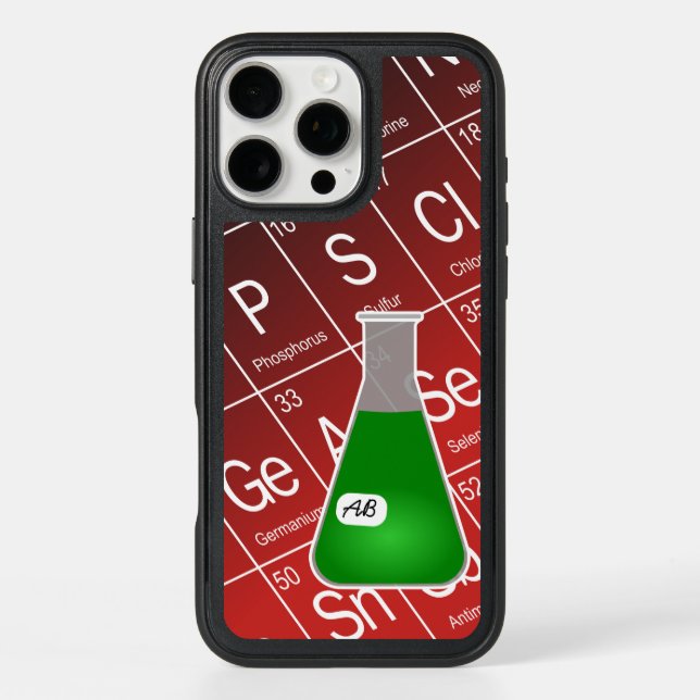 Green Erlenmeyer Flask (with Initials) Chemistry Otterbox iPhone Case (Back)