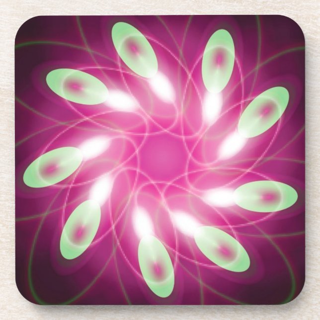 Green Escaping Purple Beverage Coaster (Front)