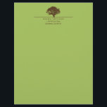 Green eternal oak tree elegant custom autumn letterhead<br><div class="desc">Make a lasting impression with these personal letterheads. This customizable stationery features an illustrated oak tree above your name and return address. These quality letterheads add a personal touch to correspondence such as letters of congratulations,  thank you notes,  referrals or recommendations.</div>